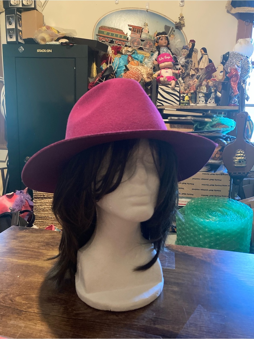 Olive & Pique dark pink fedora hat for women